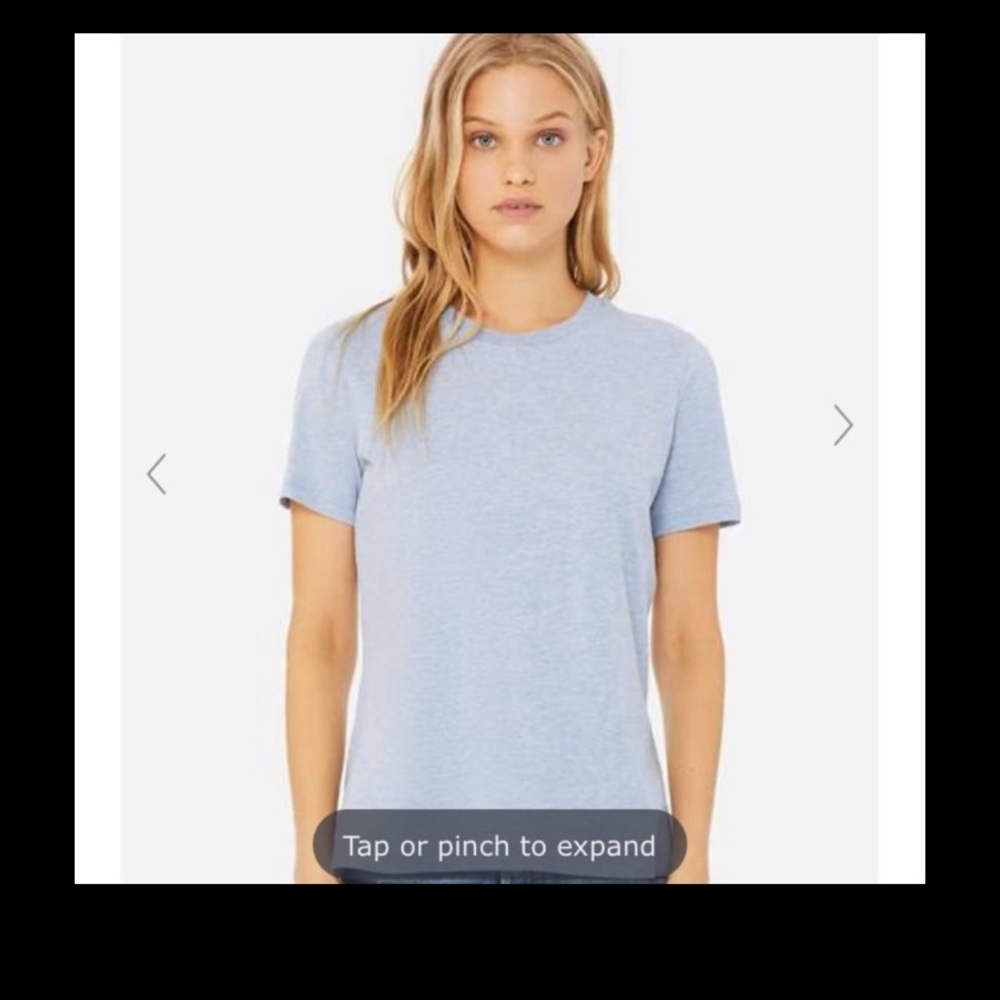 Bella&Canvas size L women's relaxed fit T shirt Heather Prism Blue
